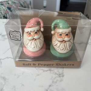 Pastel Santa Salt & Pepper Shakers - Pink and Mint
